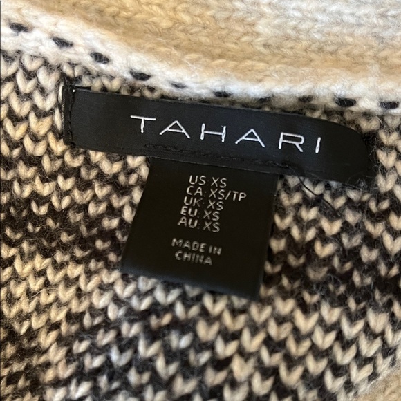 Tahari Beige and Black Geometric Cardigan - Picture 2 of 3
